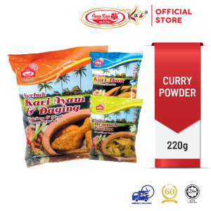 Serbuk Kari Ayam/Ikan/Kurma  Fish/Chicken/Green Curry Powder 220g (Bunga Raya Kampungku)