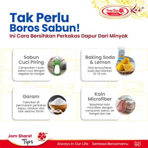 this image contains information, it has 4 pciture and steps on how to avoid from being used too many soap to clean up dishes.